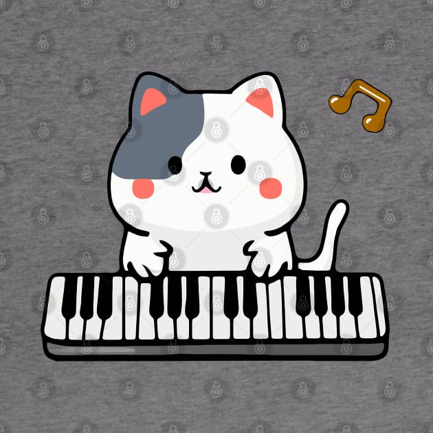 Kawaii Cute Cat Playing Piano Keyboard by kawaii creatures